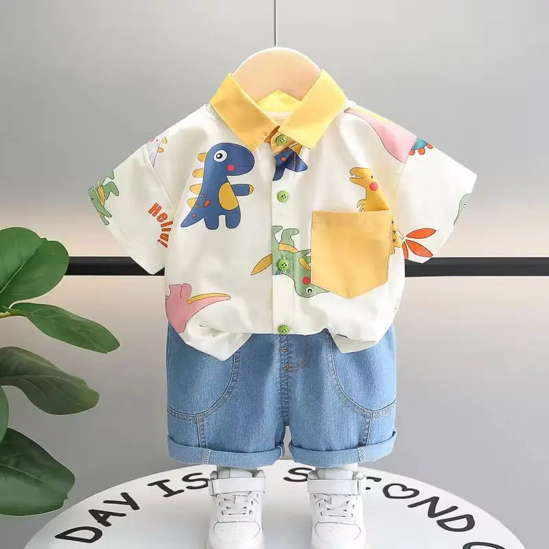 Boys Dino-Theme Shirt And Shorts Set