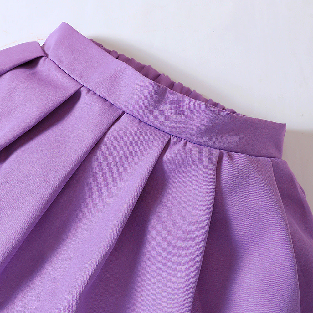 Purple Pleated Skirt and Sweatshirt Set