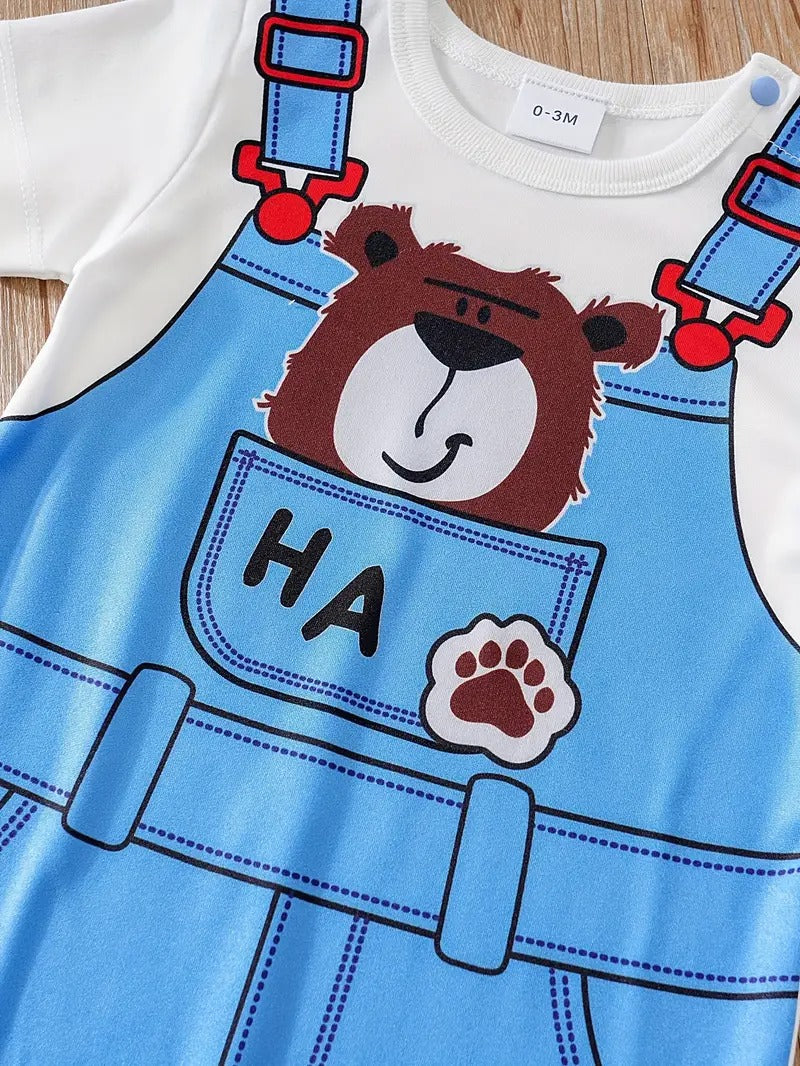 Pocket Bear Little Baby Boys Girls Romper