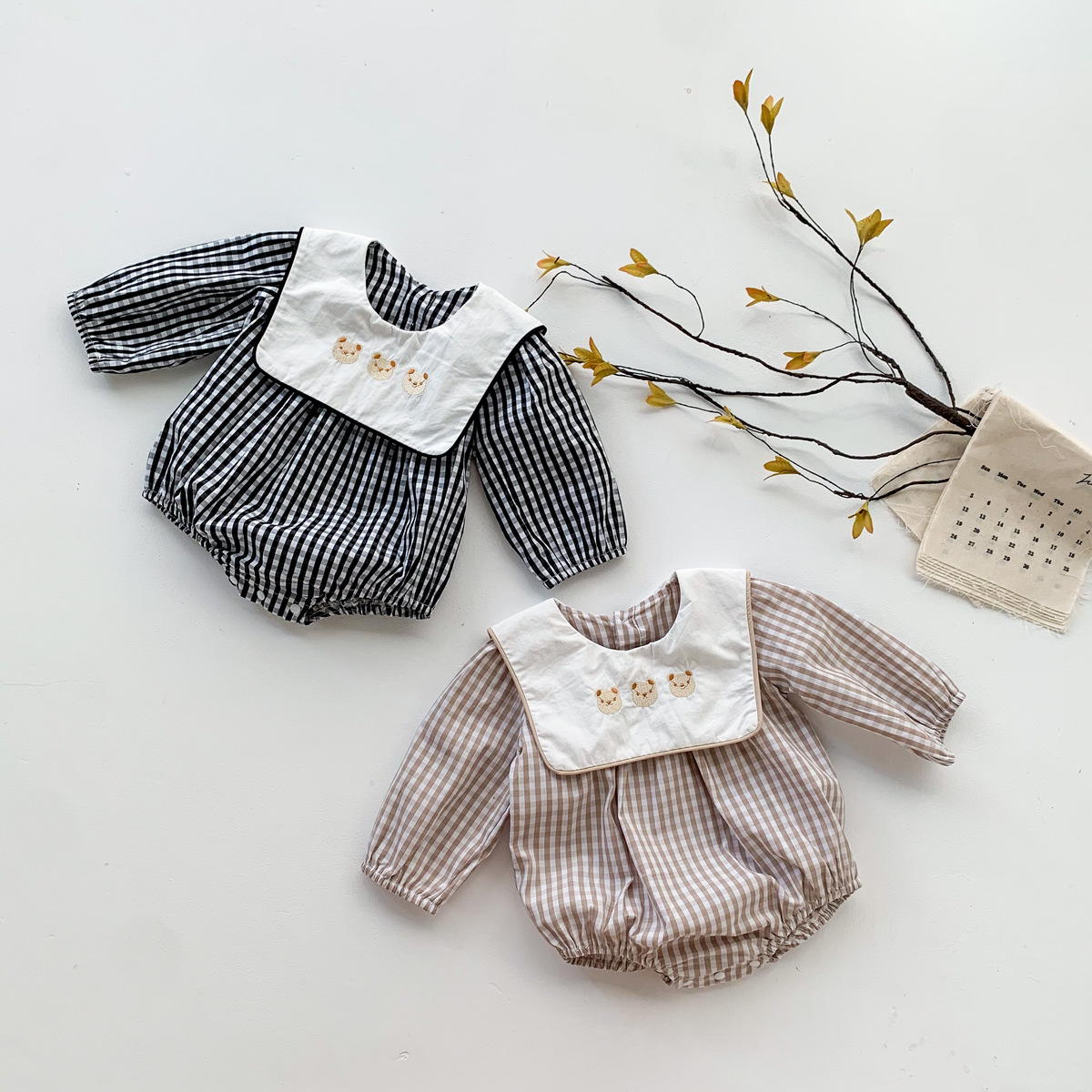 Vintage Plaid  Baby Romper