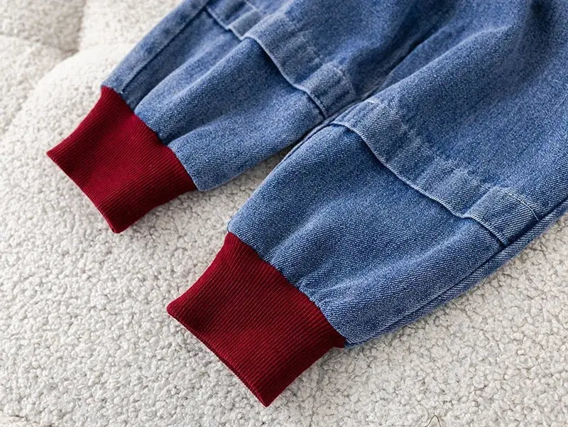 Boys Red Jacket, Hoodie And Jeans Set