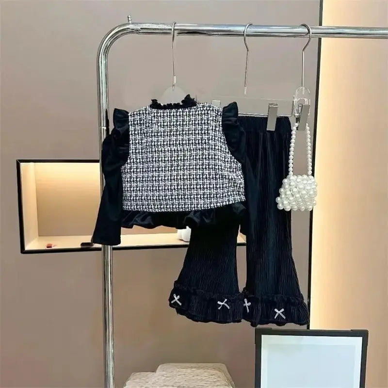 Girls Tweed-Bow Detail 3 Piece Set