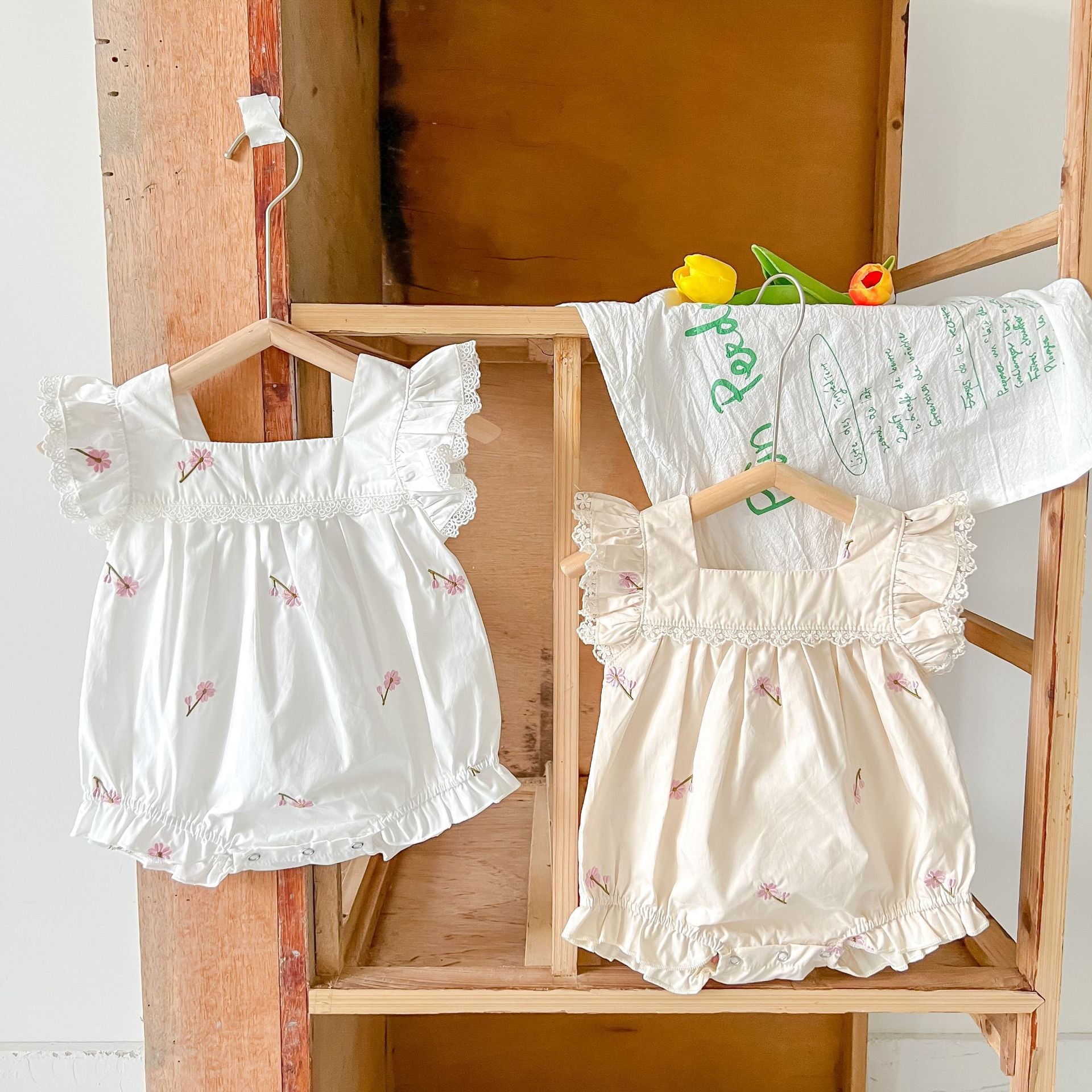 White Lace Baby Girls Romper