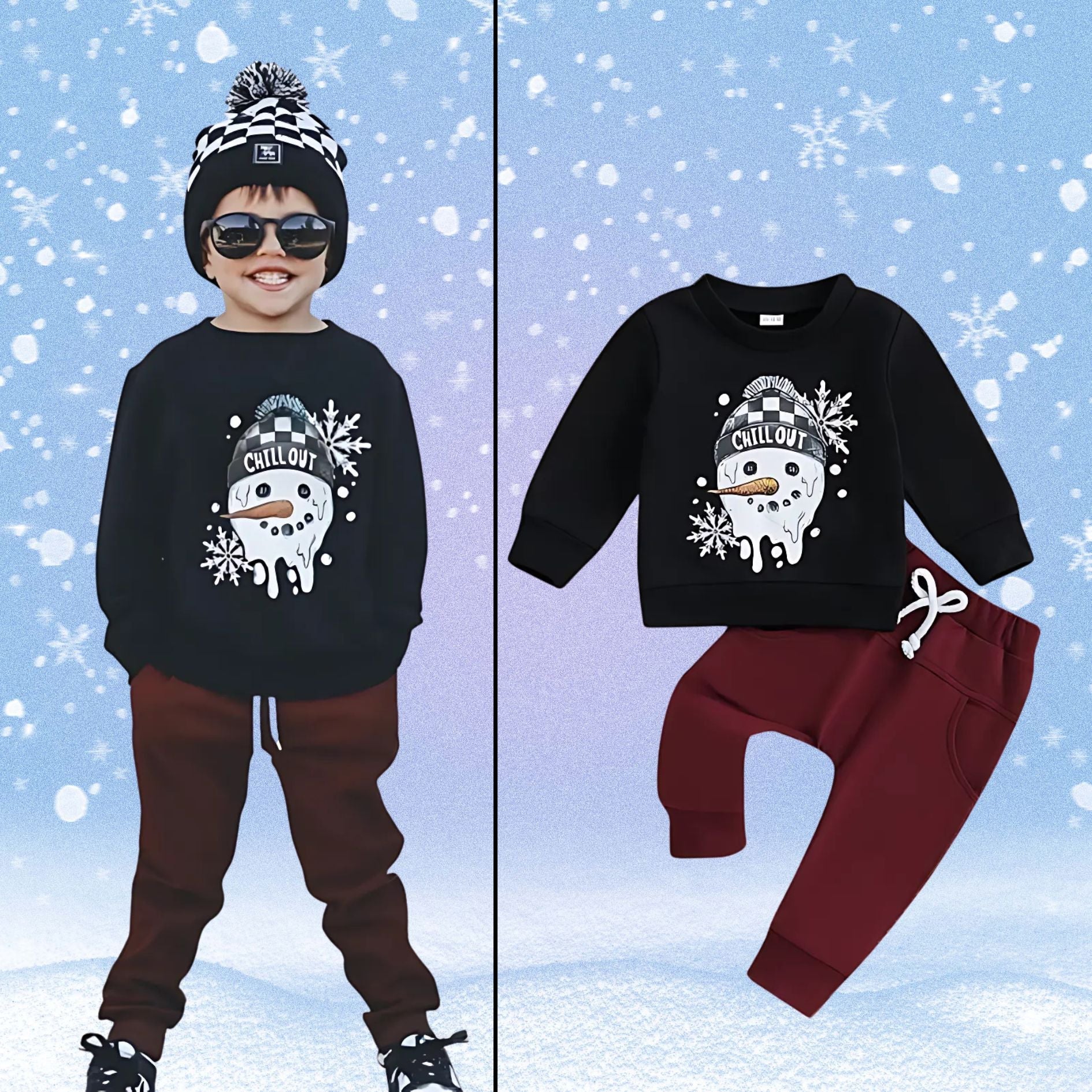 Snowman Baby Boys Sweatshirt and Bottom Set
