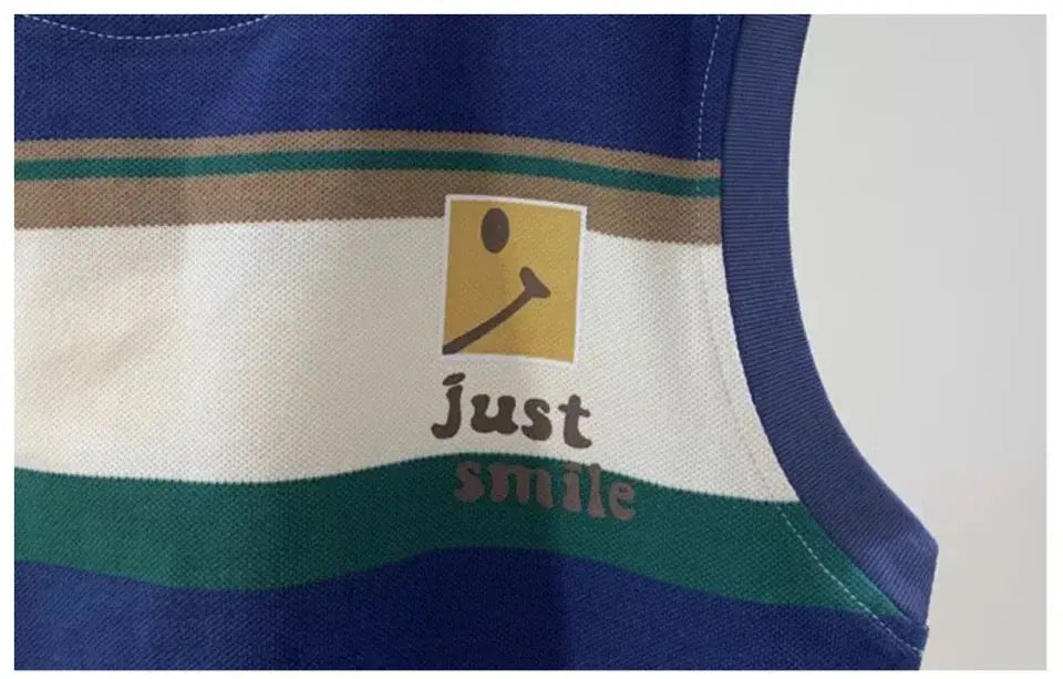 Boys Striped T-shirt And Ripped Shorts Set