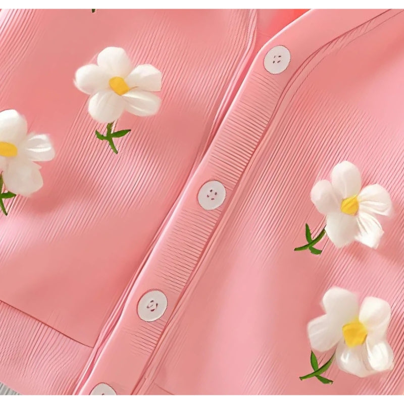 3D Flower Pink Blossom Girls Top