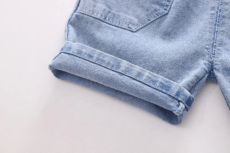 3D Shark Tail T-shirt with Denim Shorts Boys Set