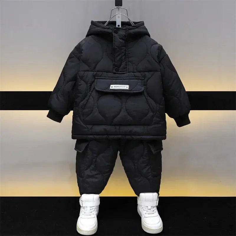 Boys Black Quilted Winter Co-ord Set