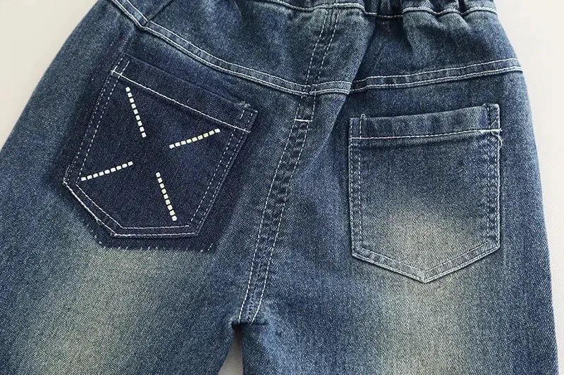 Boys Autumn Stylish Sweater & Denim Set with Shirt & Bunny Tie