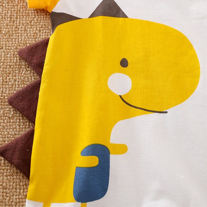 Playful Yellow Baby Boys and Girls Dino Romper