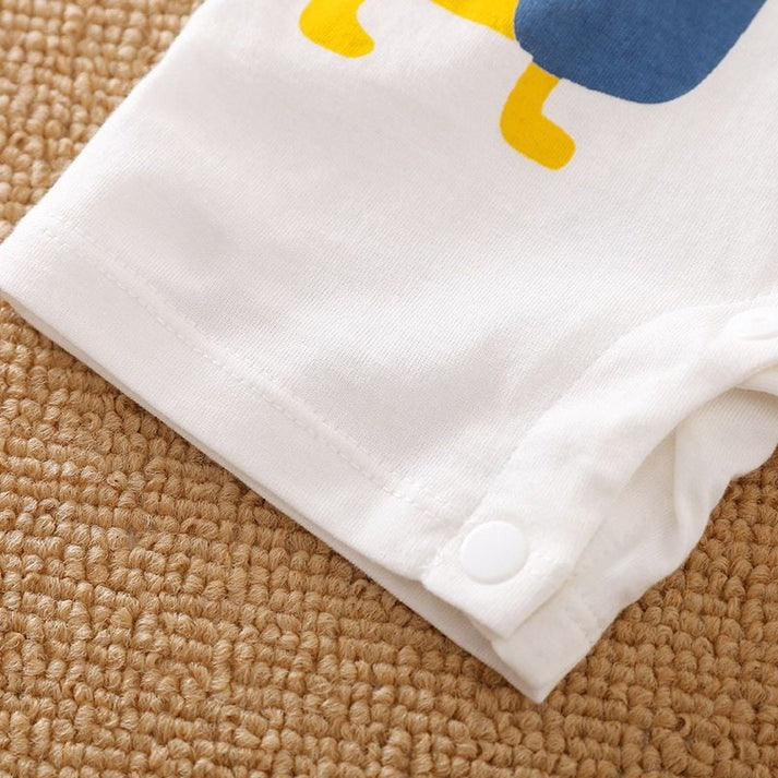 Playful Yellow Baby Boys and Girls Dino Romper