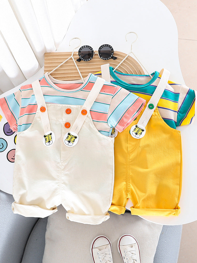 Striped Dungaree Set