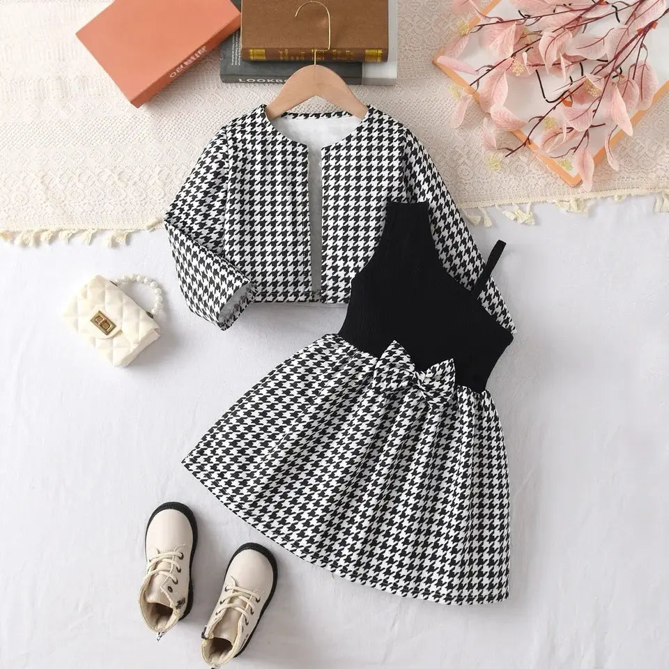 Girls Off-Shoulder Dress With Jacket