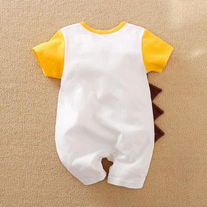 Playful Yellow Baby Boys and Girls Dino Romper