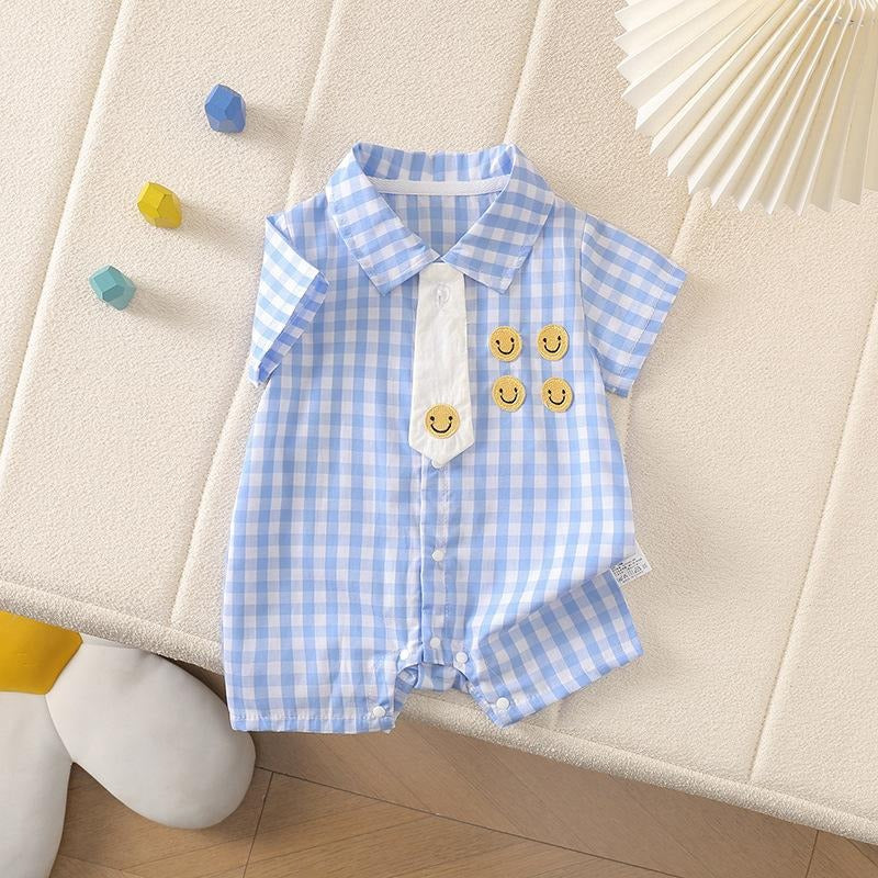 Tie & Checks Baby Boys Romper