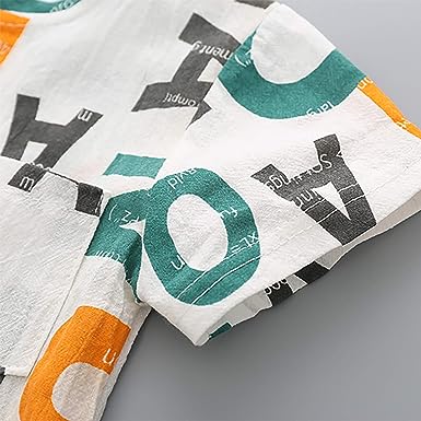 White Alphabet Printed Shirts and Shorts