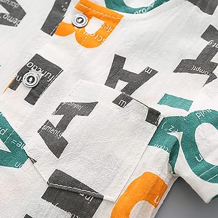 White Alphabet Printed Shirts and Shorts