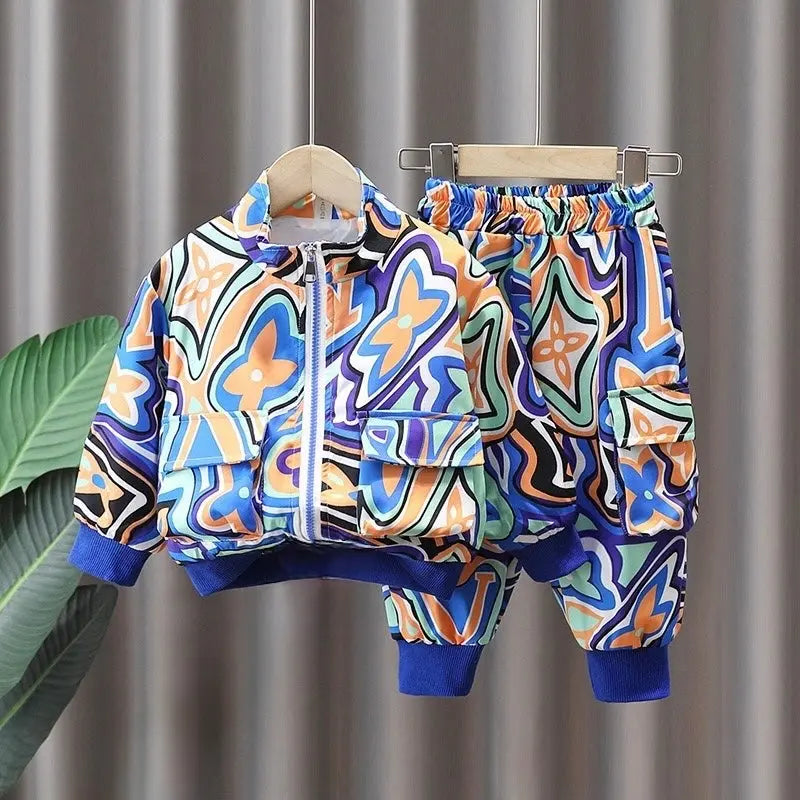 Boys Blue Printed Co-ord Set