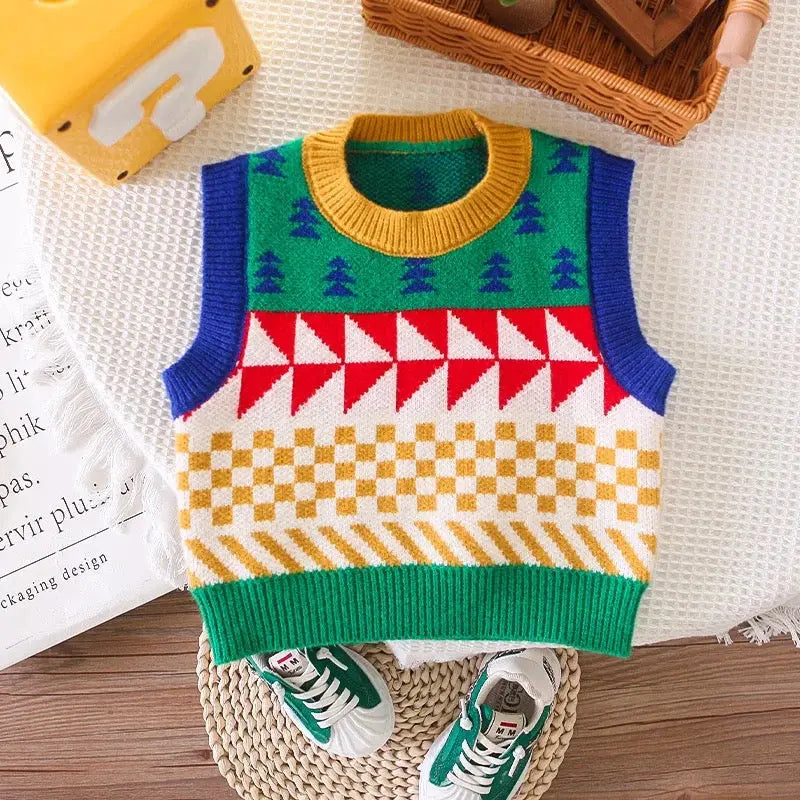 Boys Color-Block Sweater, Shirt And Jeans Set
