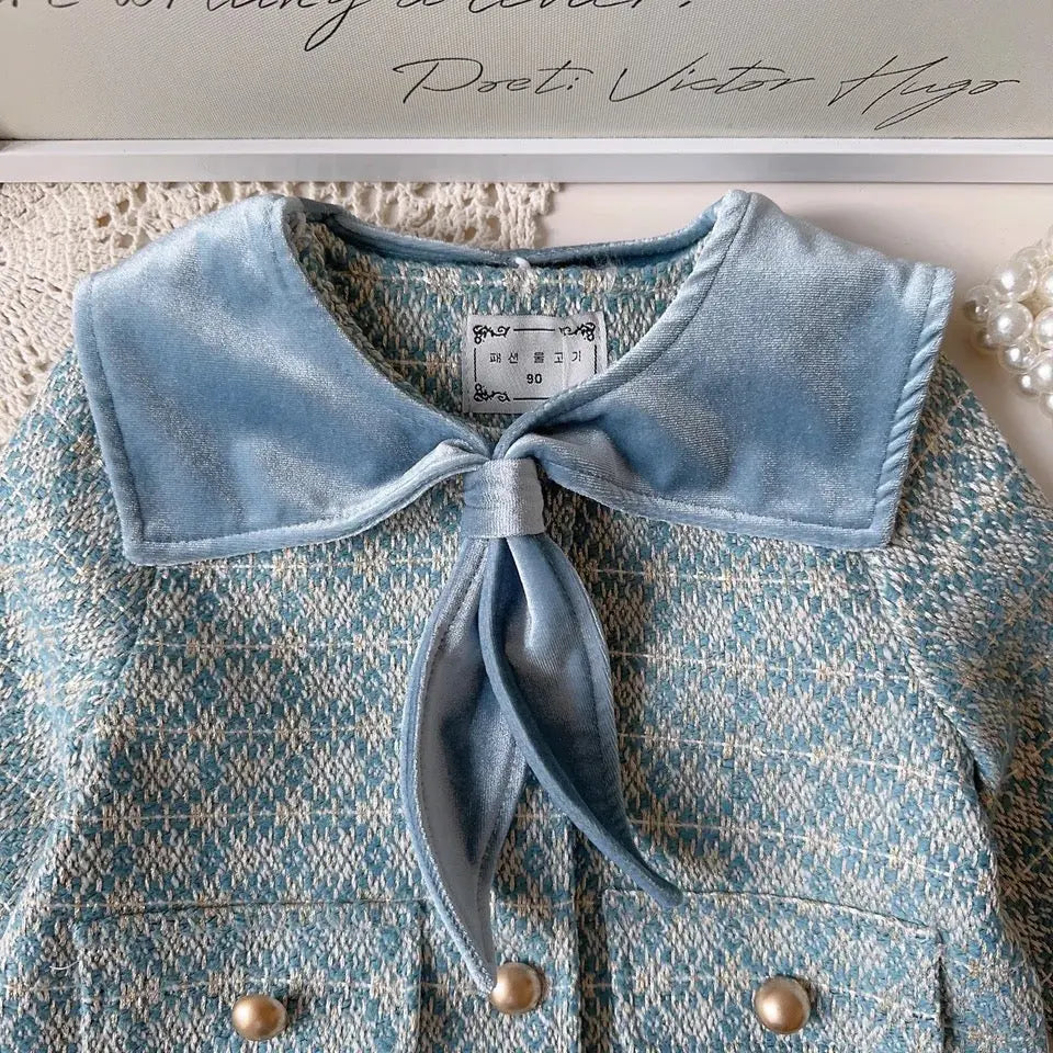 Girls Elegant Coat And Skirt Set