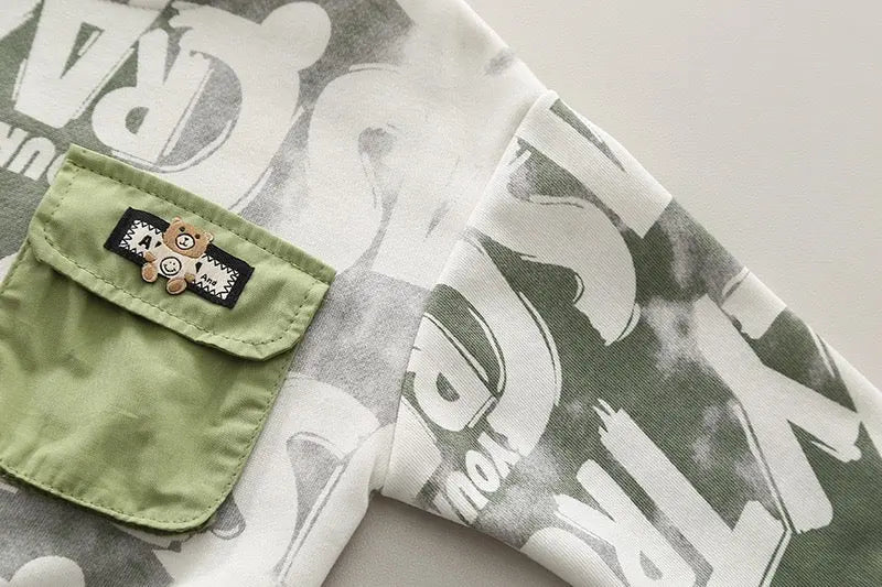 Boys Typography Sweatshirt And Denim Set