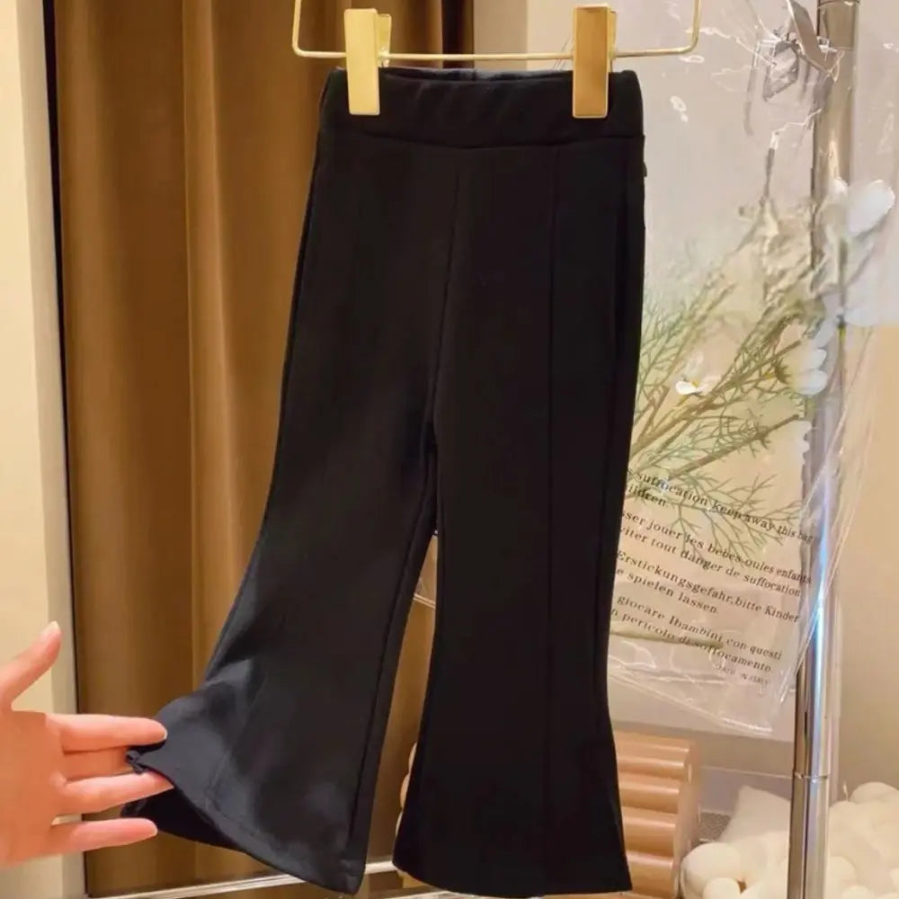 Girls Black Tweed Coat With Trousers 2 Pcs Set