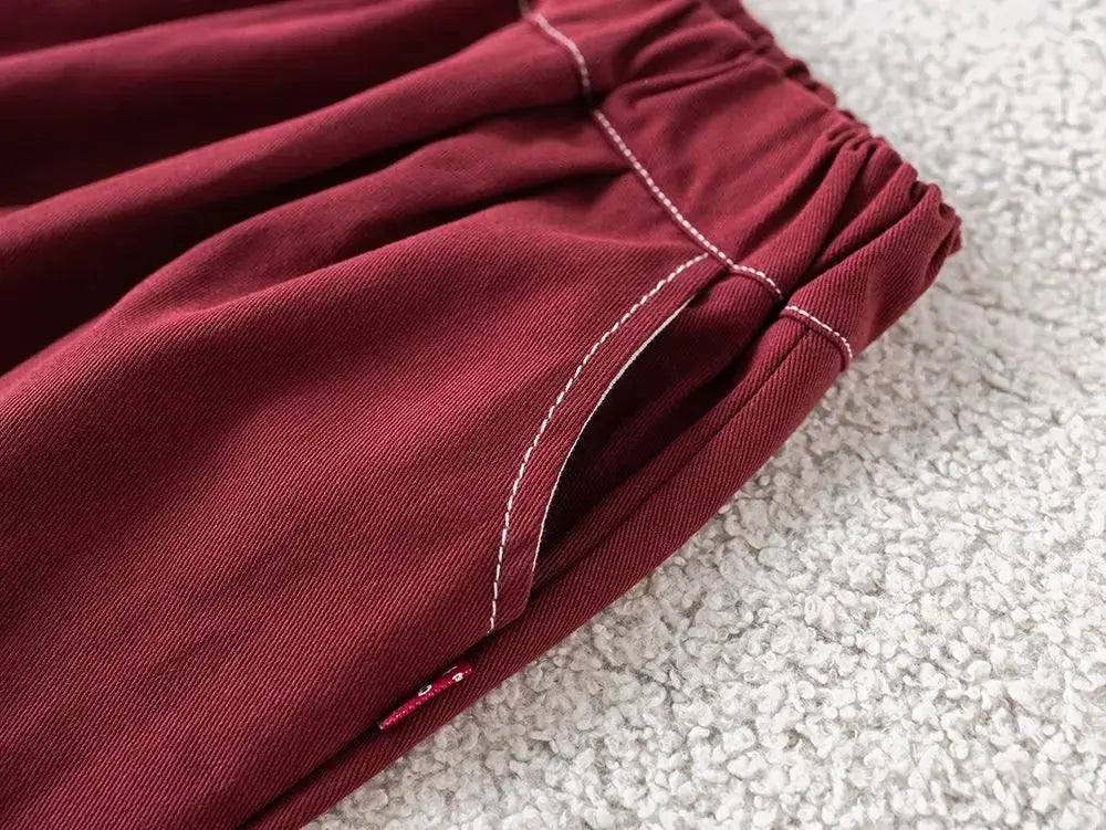 Boys Maroon Striped Shirt With Teddy Attached Coat And Trouser 3 Pcs Set