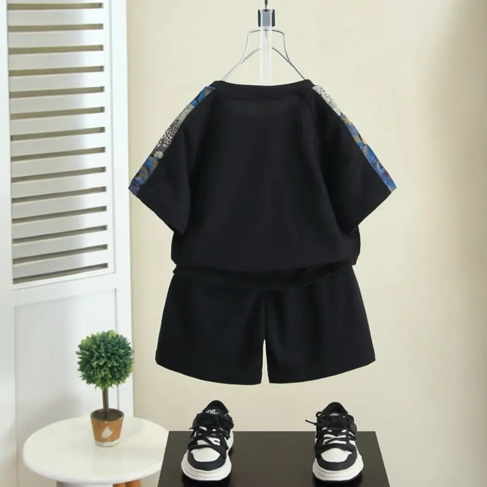 Boys Black Designer 2 Piece Set