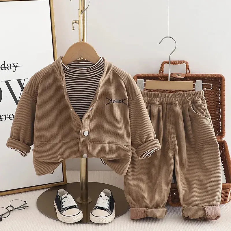 Boys Corduroy Co-ord Set With T-shirts