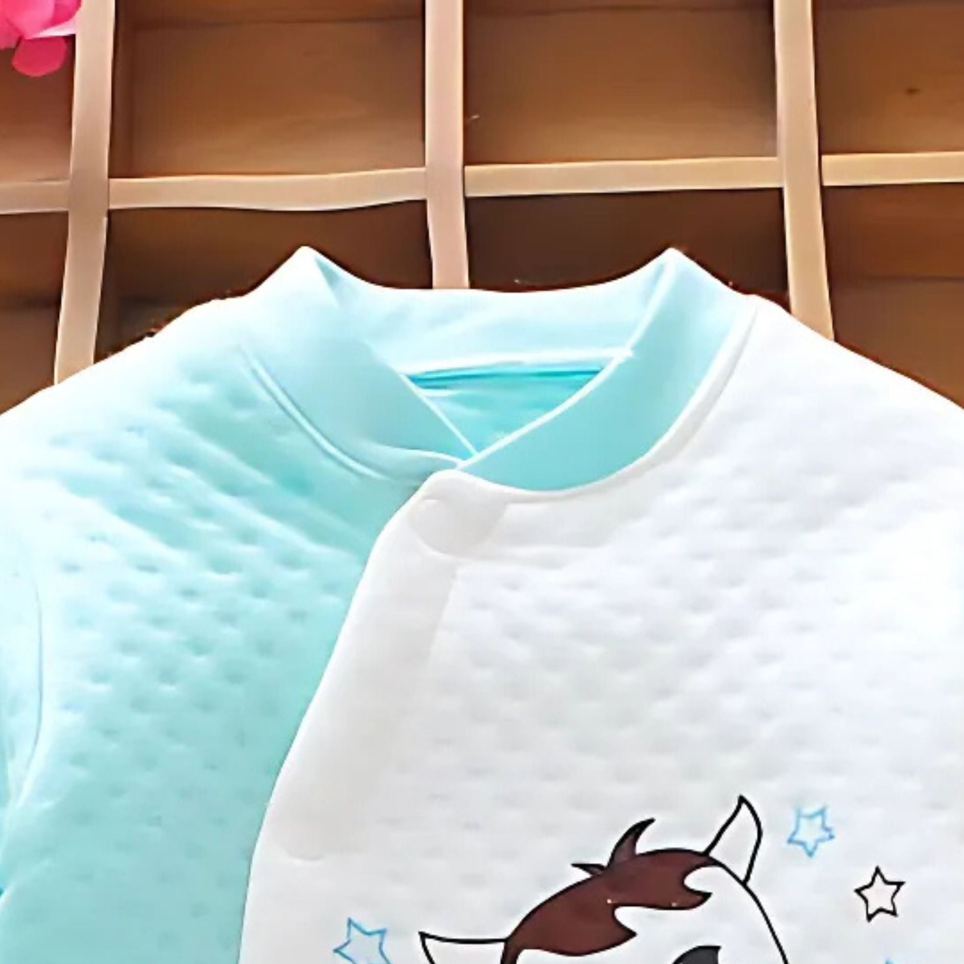 Adorable Blue Patterned Baby Boys Girls Romper