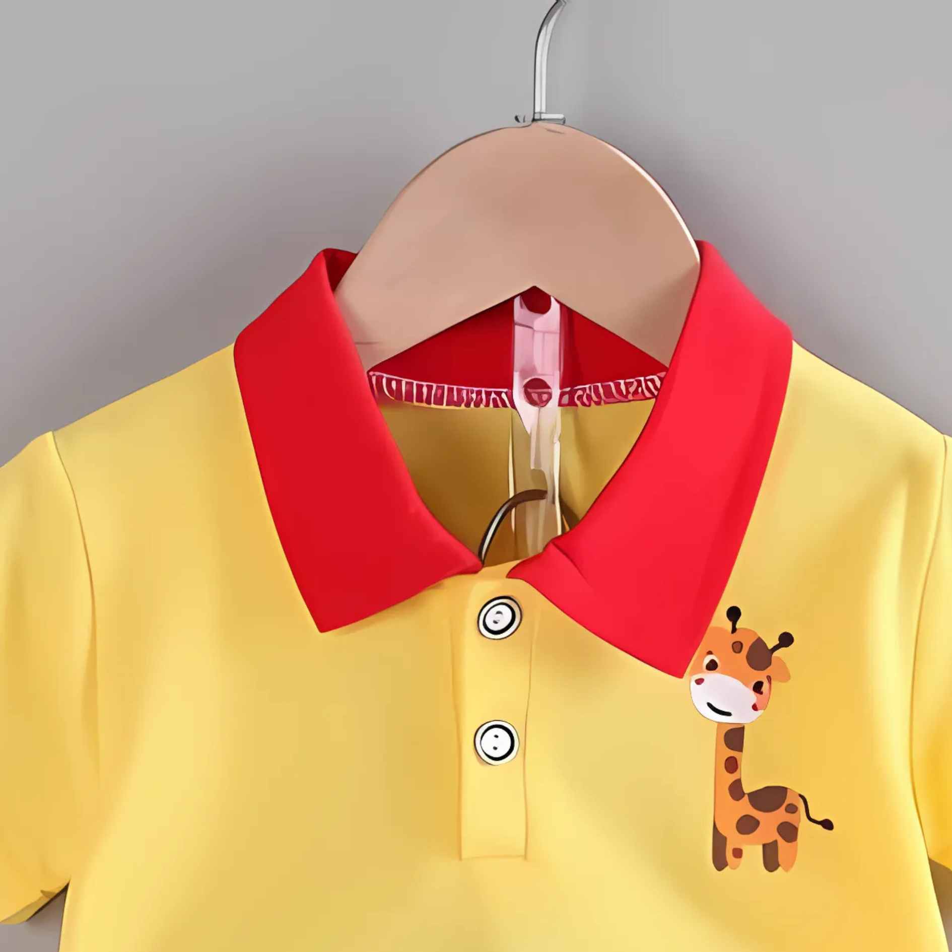 Yellow Giraffe Boys Collar Tshirt and Bottom Set