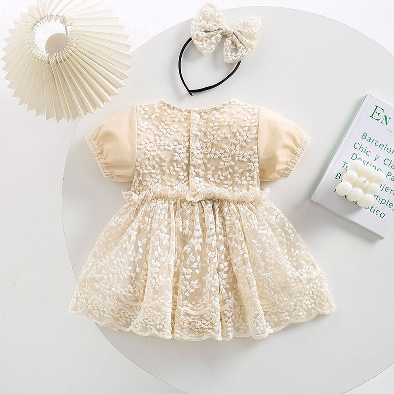 Amber Lace Baby Girls Romper Dress with Hairband