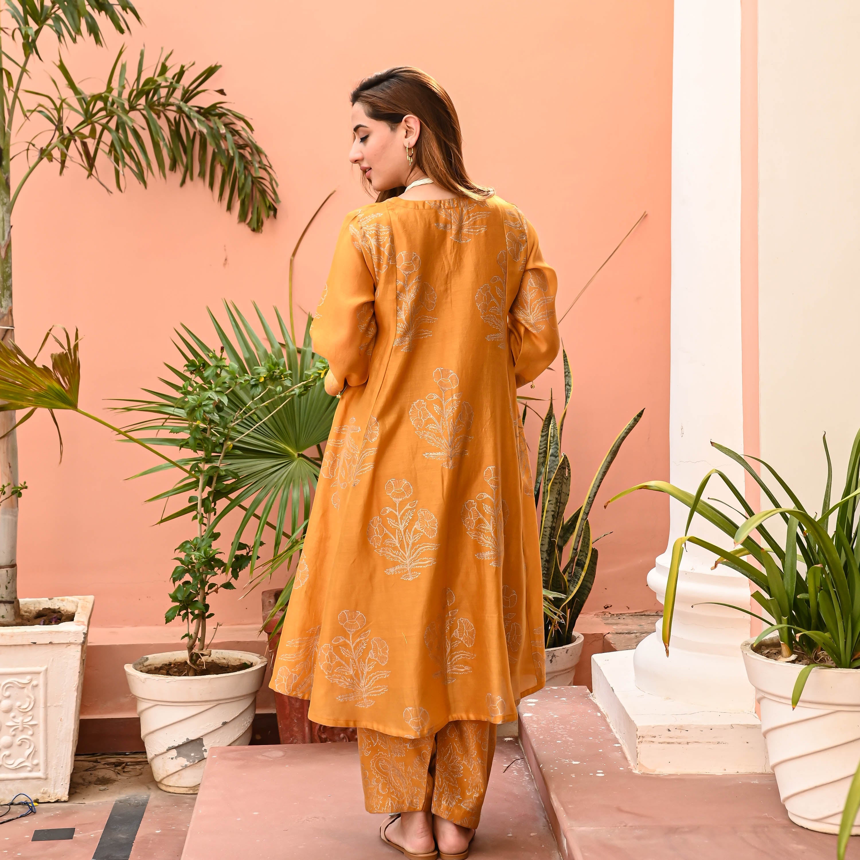 Mustard Chanderi Kurta Set