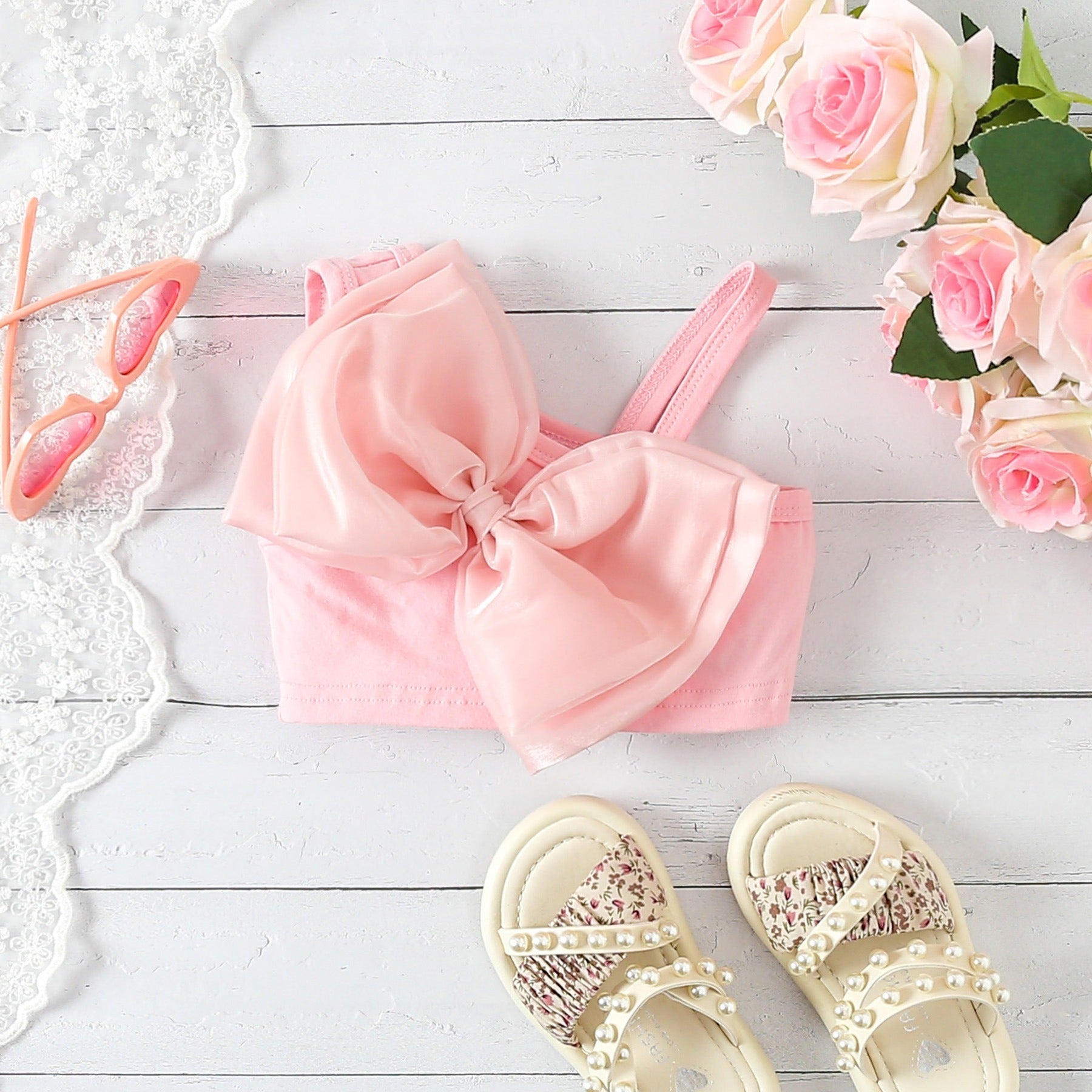 Ava Soft Bow Girls Two Piece Set