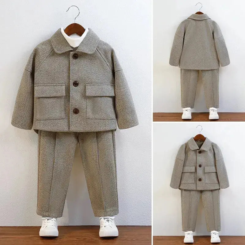 Boys Wool-Blend Elegant Co-ord Set