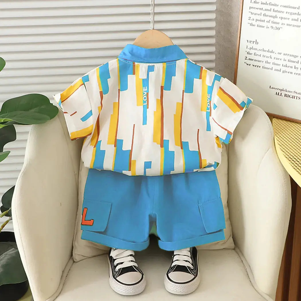 Boys Color-Block Shirt And Shorts