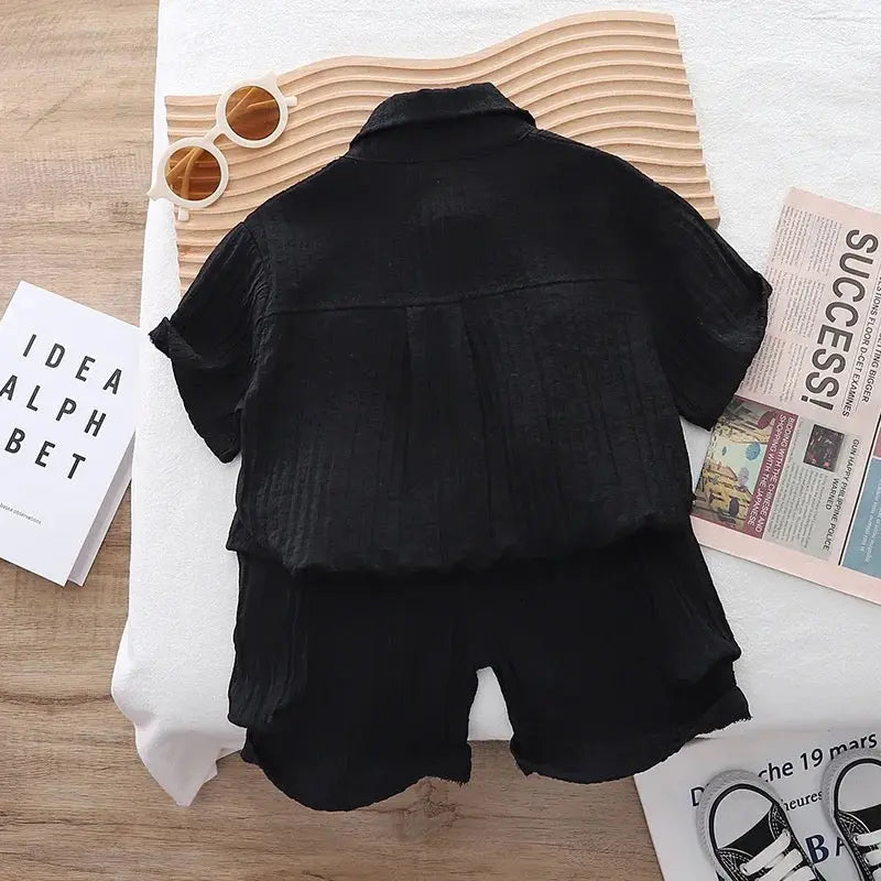 Boys Solid Black Co-ord Set