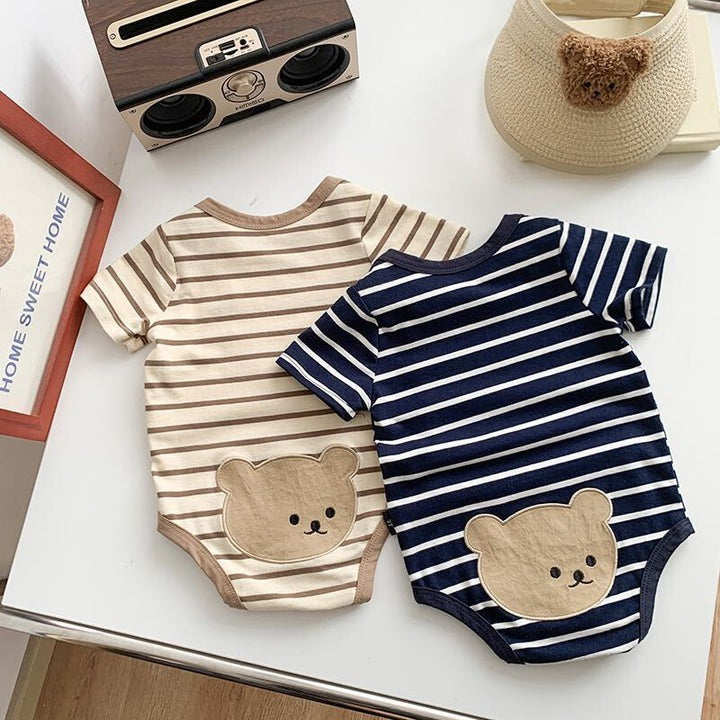 Bear Baby Boys and Girls Striped Romper