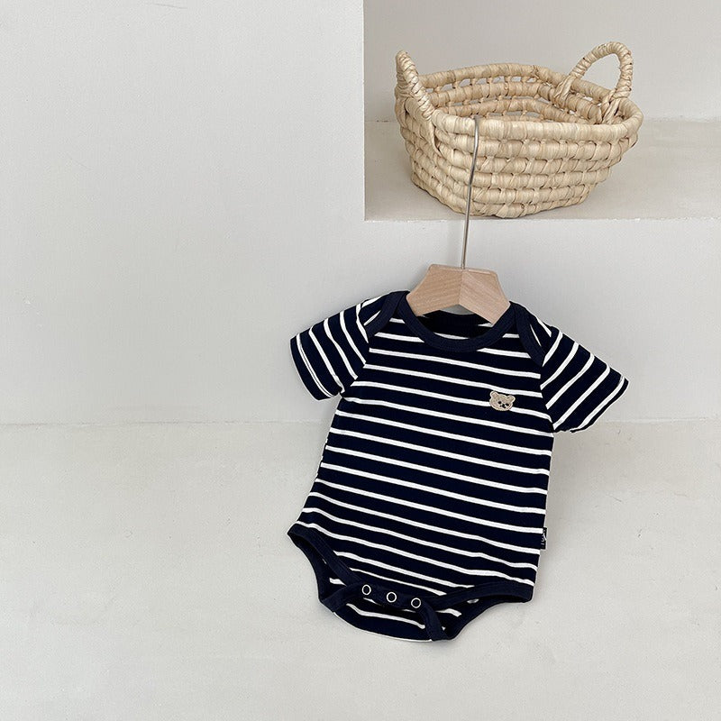 Bear Baby Boys and Girls Striped Romper