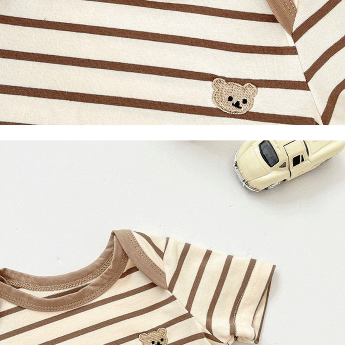 Bear Baby Boys and Girls Striped Romper