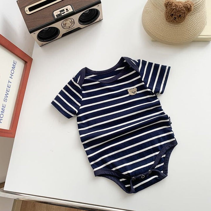Bear Baby Boys and Girls Striped Romper