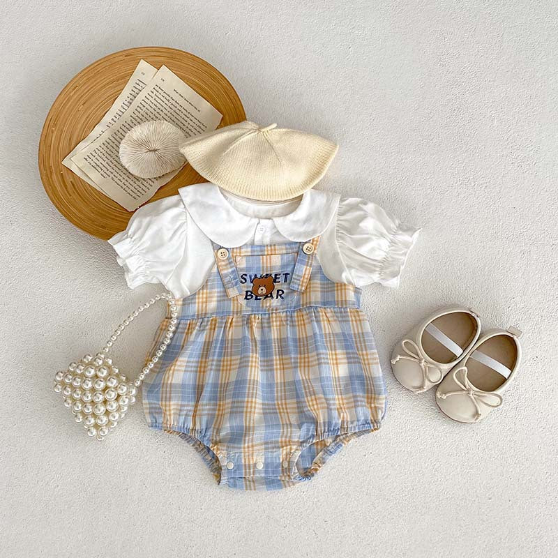Bear Plaid Baby Rompers - Girls and Boys