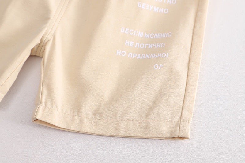 Black Red Striped T-shirt and Shorts Boys Set