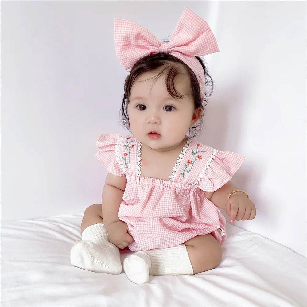 Bloom Bright Baby Girls Romper with Headband