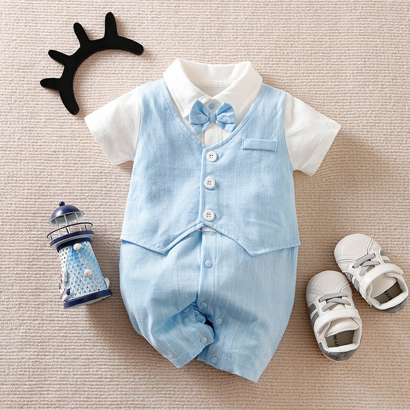 Blue Gentleman Boys Romper