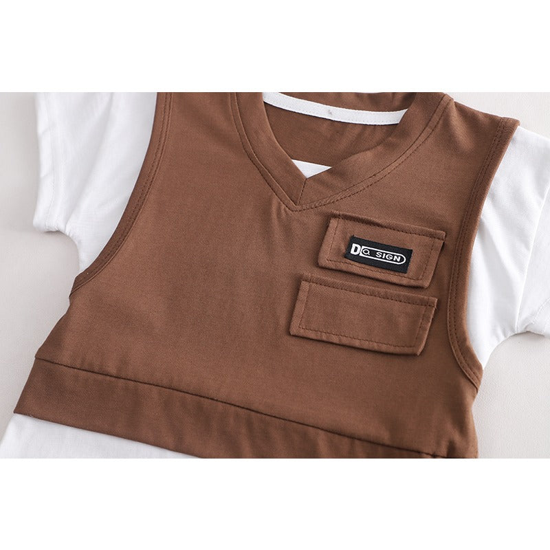 Brown Vest Style Boys Set