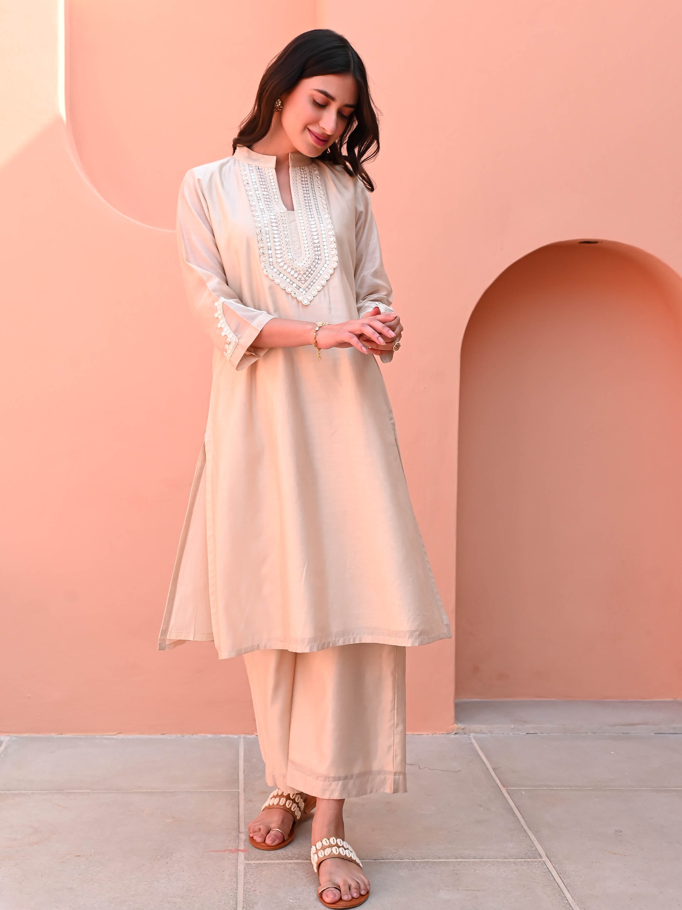 Vanilla Silk Kurta Set