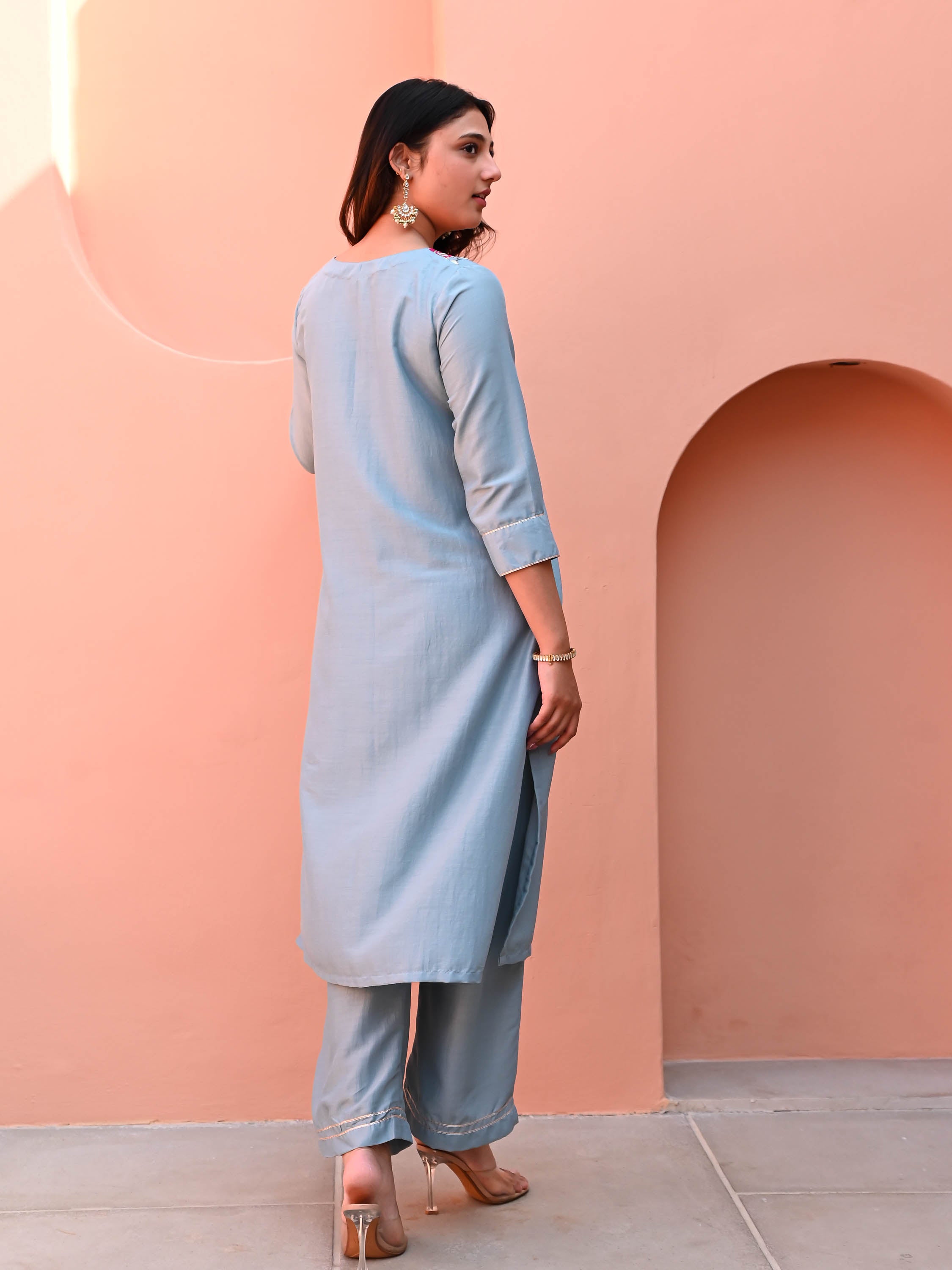 Galaxy Blue Silk Kurta Set