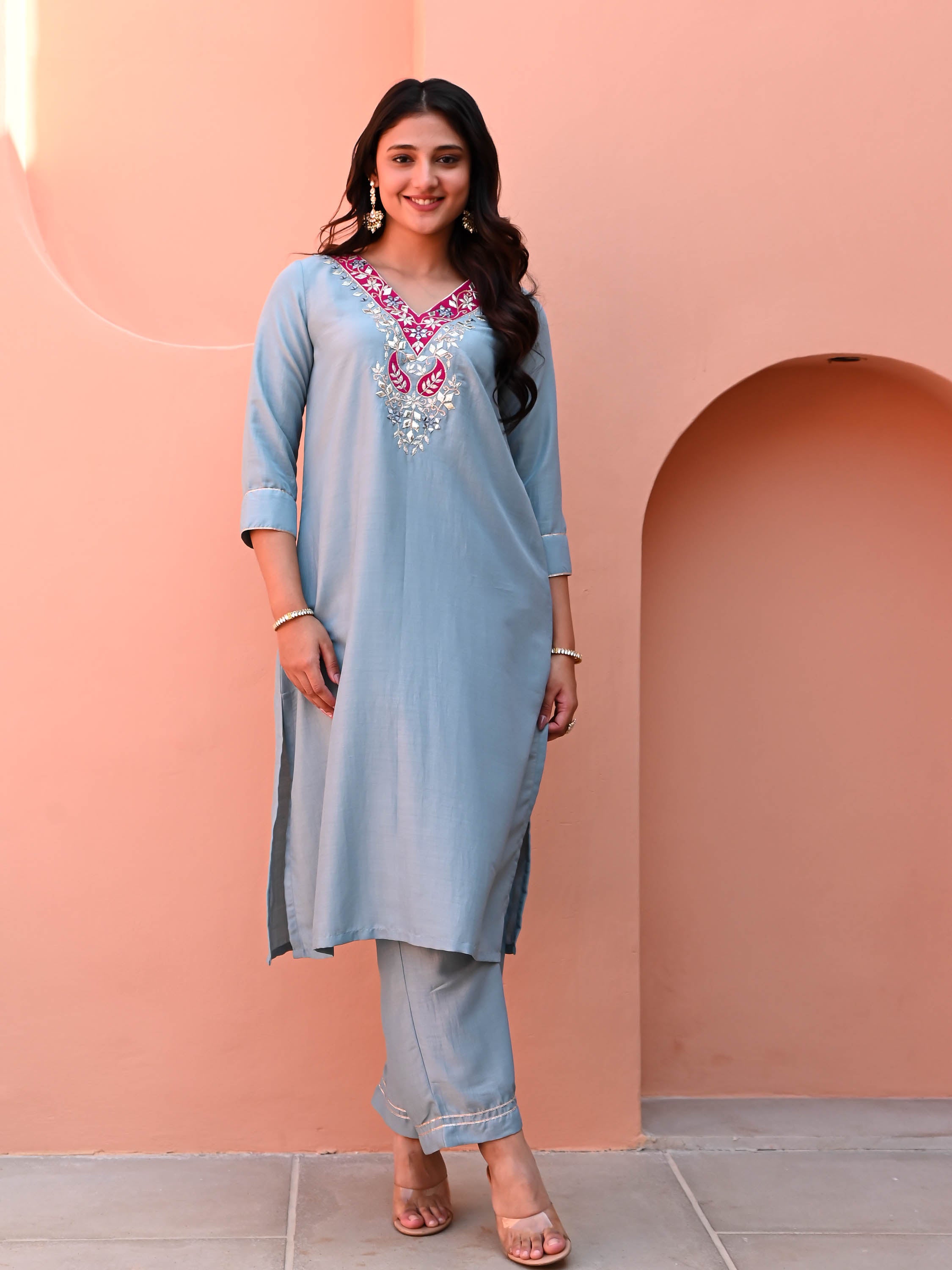 Galaxy Blue Silk Kurta Set