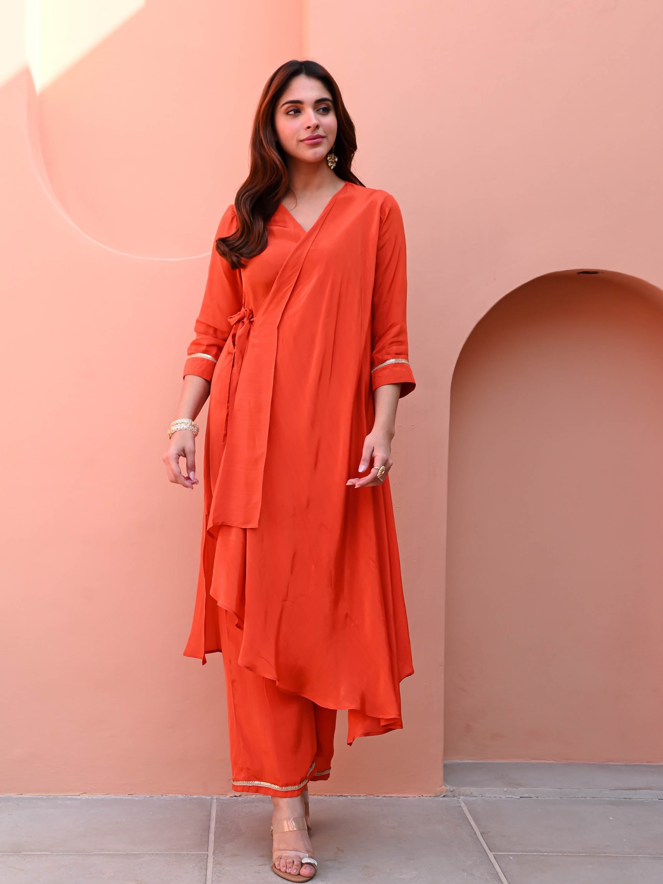 Orange Matching Kurta Set
